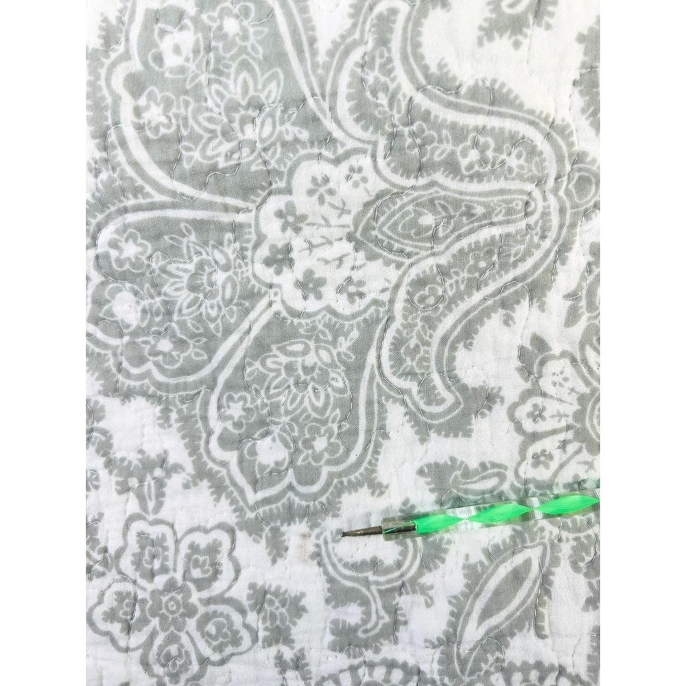 Tommy Bahama Home Quilted Shams Three Gray &‎ White Paisley Floral 36X20 Cotton